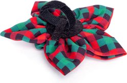 The Worthy Dog Christmas Holiday Check Flower Dog Collar Accessory, Large slide 2 of 2