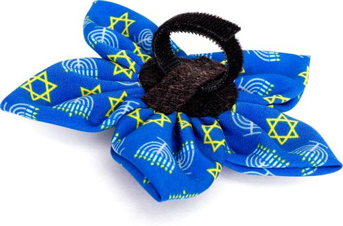 Show full view: The Worthy Dog Christmas Menorah Flower Dog Collar Accessory, Large slide 2 of 3