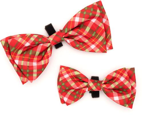 Show full view: The Worthy Dog Christmas Holiday Plaid Dog Bow Tie, Small slide 2 of 4