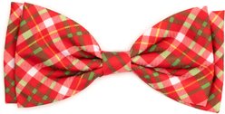 The Worthy Dog Christmas Holiday Plaid Dog Bow Tie, Small