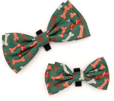 Show full view: The Worthy Dog Christmas Festive Bones Dog Bow Tie, Small slide 2 of 4