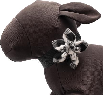 Show full view: The Worthy Dog Christmas Black/Off White Buffalo Flower Dog Collar Accessory, Small slide 2 of 3