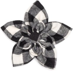 The Worthy Dog Christmas Black/Off White Buffalo Flower Dog Collar Accessory, Large