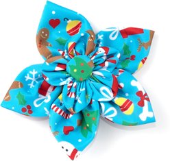 The Worthy Dog Christmas Winter Wonderland Flower Dog Collar Accessory, Large