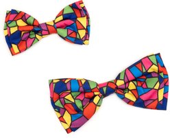 The Worthy Dog Christmas Stained Glass Dog Bow Tie, Large slide 2 of 3