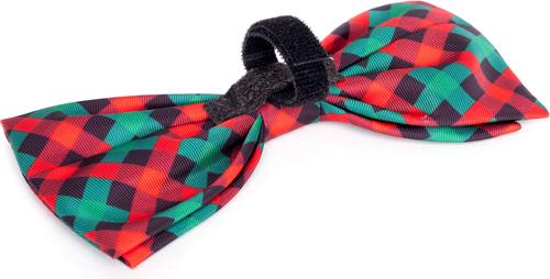Show full view: The Worthy Dog Christmas Holiday Check Dog Bow Tie, Small slide 2 of 3