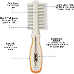 Wahl Flea & Finishing Dog Comb, Orange/White