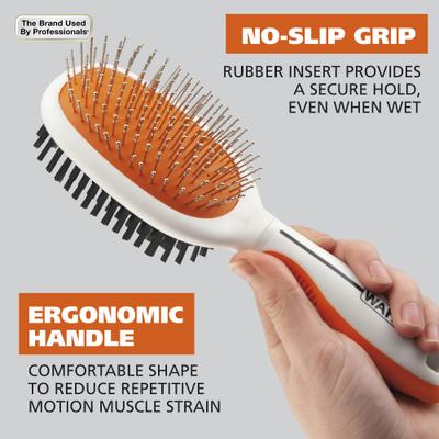 Show full view: Wahl Double Head Pin Bristle Dog Brush, Orange/White slide 6 of 10