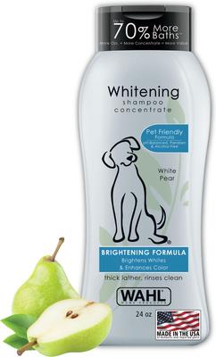 Show full view: Wahl Whitening Brightening Formula Dog Shampoo, White Pear Scent, Light Blue/Blue, 24-oz bottle slide 2 of 11