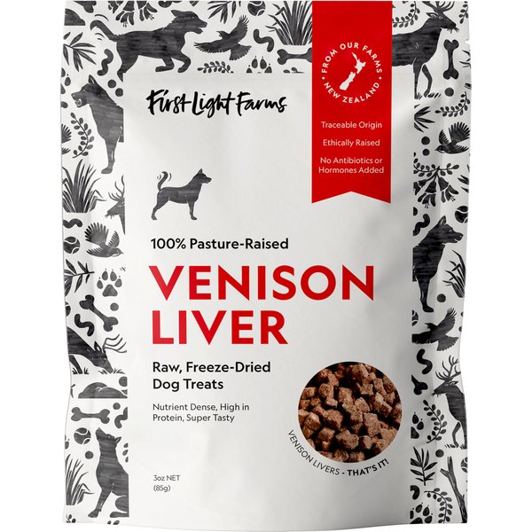 First Light Farms Venison Liver 100% Pasture Raised Grain-Free Raw Freeze-Dried Dog Treats, 3-oz bag