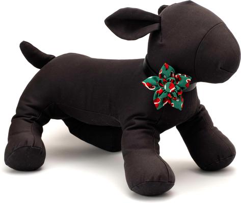 Show full view: The Worthy Dog Christmas Cowboy Christmas Flower Dog Collar Accessory, Large slide 3 of 4