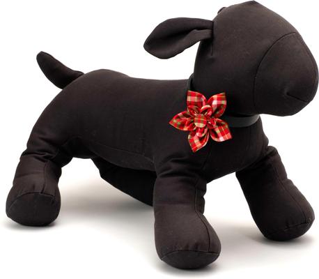 Show full view: The Worthy Dog Christmas Holiday Plaid Flower Dog Collar Accessory, Small slide 3 of 4