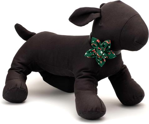 Show full view: The Worthy Dog Christmas Candy Cane Flower Dog Collar Accessory, Small slide 3 of 4