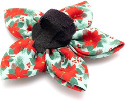 The Worthy Dog Christmas Poinsettias Flower Dog Collar Accessory, Large slide 2 of 3