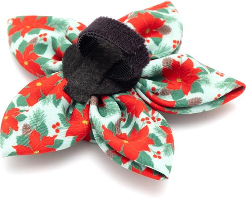 Show full view: The Worthy Dog Christmas Poinsettias Flower Dog Collar Accessory, Large slide 3 of 3