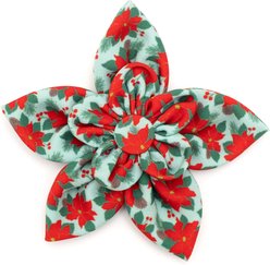 The Worthy Dog Christmas Poinsettias Flower Dog Collar Accessory, Small