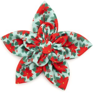 The Worthy Dog Christmas Poinsettias Flower Dog Collar Accessory, Large