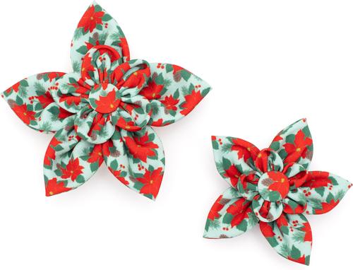 Show full view: The Worthy Dog Christmas Poinsettias Flower Dog Collar Accessory, Large slide 2 of 3