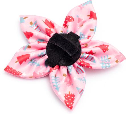 Show full view: The Worthy Dog Christmas Holiday Trees Flower Dog Collar Accessory, Pink, Small slide 3 of 3