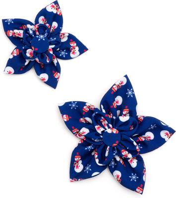 Show full view: The Worthy Dog Christmas Snowman Flower Dog Collar Accessory, Large slide 2 of 3