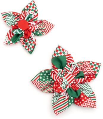 Show full view: The Worthy Dog Christmas Americana Holiday Flower Dog Collar Accessory, Small slide 2 of 3