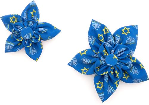 Show full view: The Worthy Dog Christmas Menorah Flower Dog Collar Accessory, Large slide 3 of 3