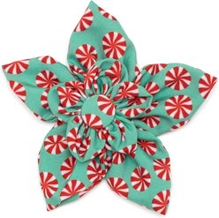 The Worthy Dog Christmas Peppermints Flower Dog Collar Accessory, Small