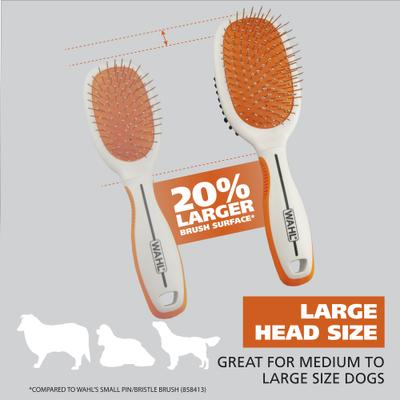 Show full view: Wahl Double Head Pin Bristle Dog Brush, Orange/White slide 9 of 10