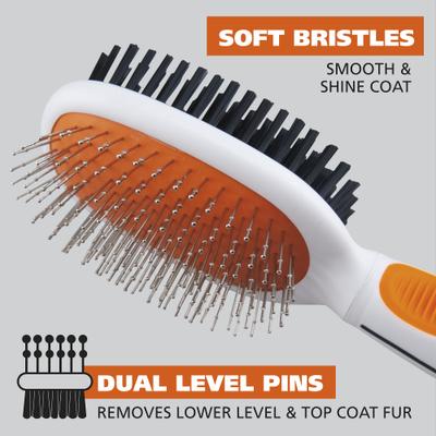 Show full view: Wahl Double Head Pin Bristle Dog Brush, Orange/White slide 5 of 10