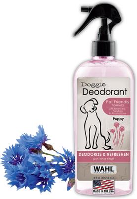 Show full view: Wahl Cornflower Scented Puppy & Dog Deodorant Spray, Clear/Pink, 8-fl oz bottle slide 2 of 7