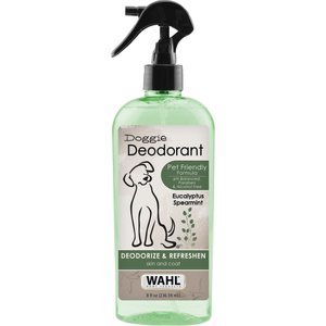 Wahl Eucalyptus & Spearmint Scented Dog Deodorant Spray, Clear/Dark Green, 8-fl oz bottle