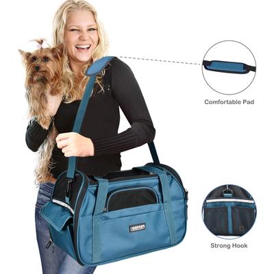 Show full view: Jespet Soft-Sided Dog & Cat Carrier Bag, Teal Blue, 19-in slide 3 of 9
