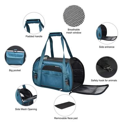 Show full view: Jespet Soft-Sided Dog & Cat Carrier Bag, Teal Blue, 19-in slide 5 of 9