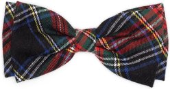The Worthy Dog Christmas Black Stewart Dog Bow Tie, Small