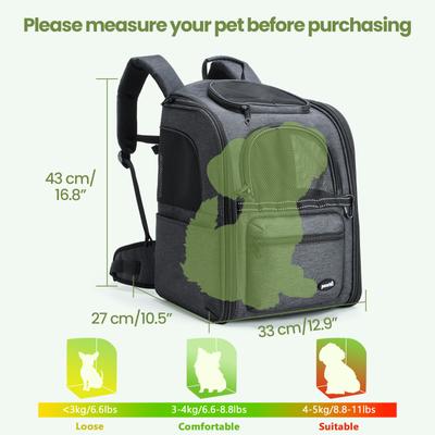 Show full view: Pecute Hiking Travel Vet Outdoor Foldable Ergonomic Design Backpack Dog & Cat Carrier, Grey slide 9 of 9