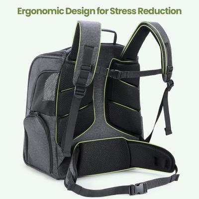 Show full view: Pecute Hiking Travel Vet Outdoor Foldable Ergonomic Design Backpack Dog & Cat Carrier, Grey slide 8 of 9