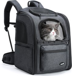 Pecute Hiking Travel Vet Outdoor Foldable Ergonomic Design Backpack Dog & Cat Carrier, Grey slide 1 of 9