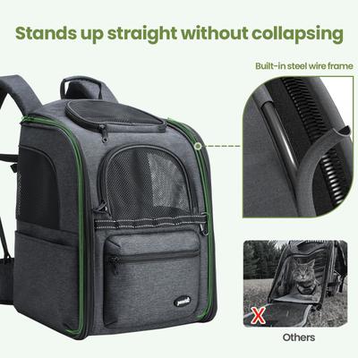 Show full view: Pecute Hiking Travel Vet Outdoor Foldable Ergonomic Design Backpack Dog & Cat Carrier, Grey slide 4 of 9
