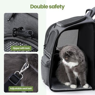 Show full view: Pecute Hiking Travel Vet Outdoor Foldable Ergonomic Design Backpack Dog & Cat Carrier, Grey slide 5 of 9