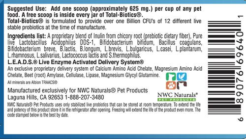 Show full view: NWC Naturals Total-Digestion Digestive Enzymes & Probiotics Dog & Cat Powder Supplement Twin Pack, 8-oz jars slide 5 of 9