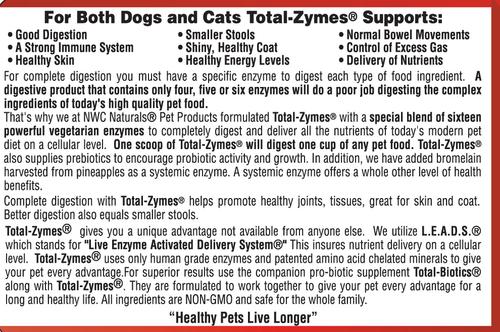 Show full view: NWC Naturals Total-Zymes Digestive Enzymes Dog & Cat Powder Supplement, 8-oz jar slide 4 of 7