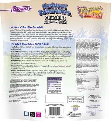 Show full view: Brown's Tropical Carnival Natural Behaviors Fortified Daily Diet Chinchilla Food, 3-lb bag slide 2 of 5