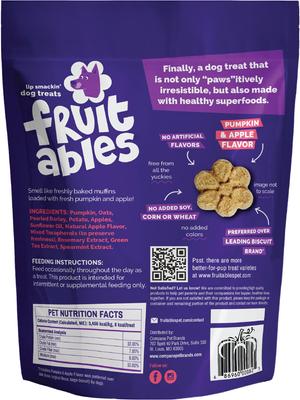 Show full view: Fruitables Pumpkin & Apple Flavor Dog Treats, 12-oz bag slide 4 of 13