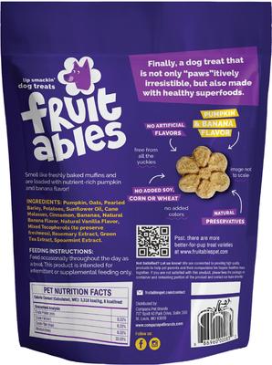 Show full view: Fruitables Pumpkin & Banana Flavor Dog Treats, 12-oz bag slide 4 of 13