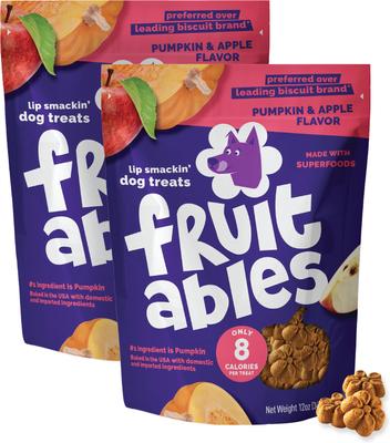 FRUITABLES Pumpkin Apple Flavor Dog Treats, 12-oz bag, bundle of