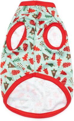 Show full view: The Worthy Dog Christmas Holiday Trees Tee Dog Shirt, Green, Large slide 3 of 3