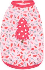 The Worthy Dog Christmas Holiday Trees Tee Dog Shirt, Pink, X-Large