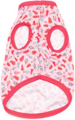 Show full view: The Worthy Dog Christmas Holiday Trees Tee Dog Shirt, Pink, Large slide 3 of 3