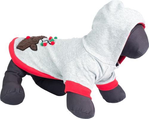Show full view: The Worthy Dog Christmas Pom Pom Reindeer Dog Hoodie, Medium slide 2 of 3