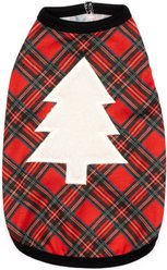 The Worthy Dog Christmas Stewart Plaid Tree Tee Dog Shirt, X-Large